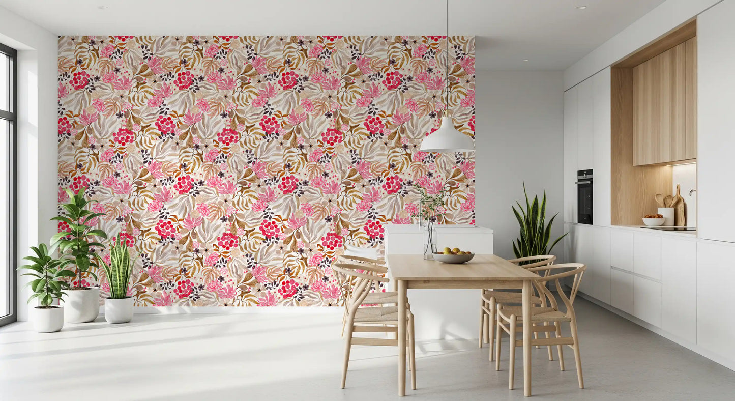 Modern Whimsical Berry Garden Wallpaper⁠