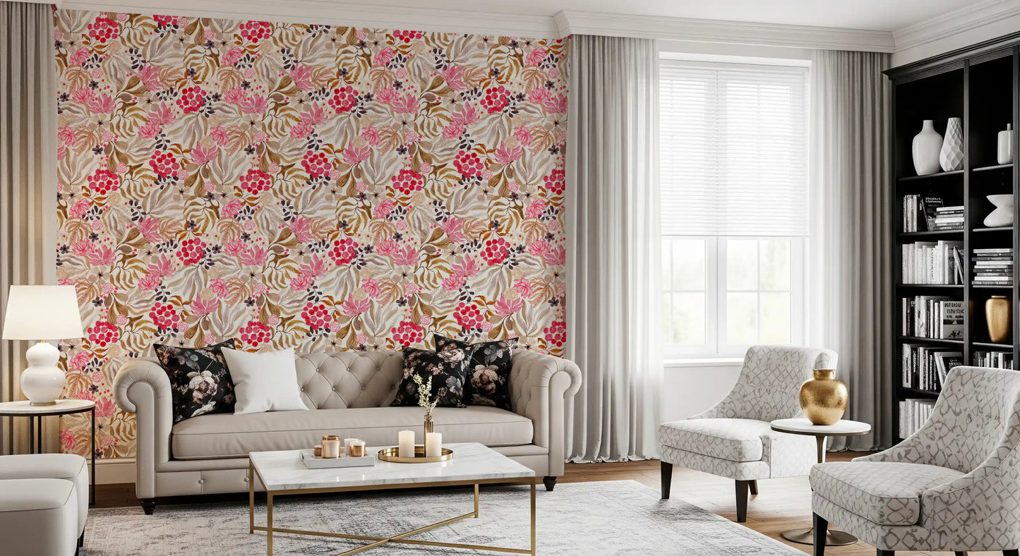Modern Whimsical Berry Garden Wallpaper⁠