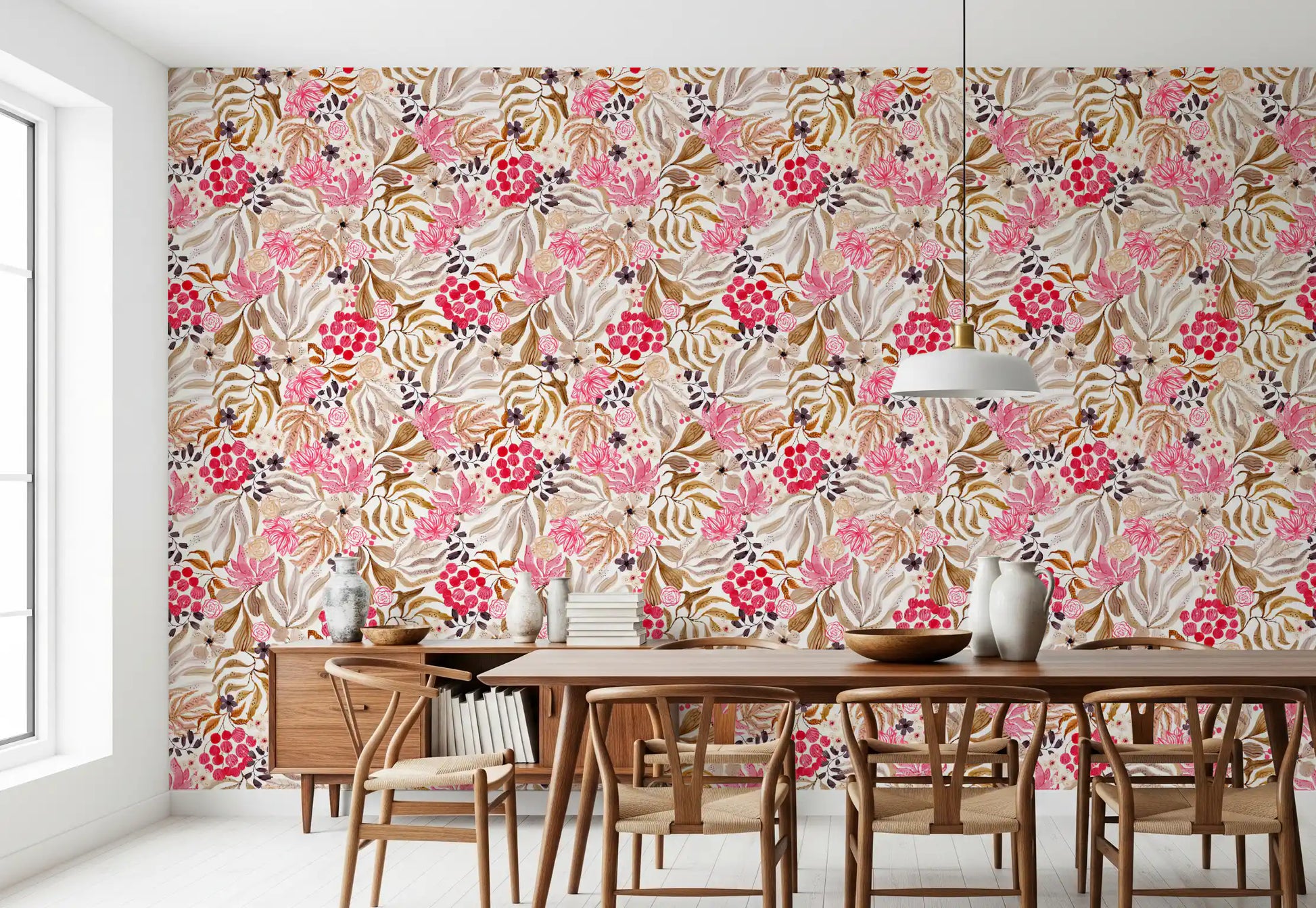 Modern Whimsical Berry Garden Wallpaper⁠