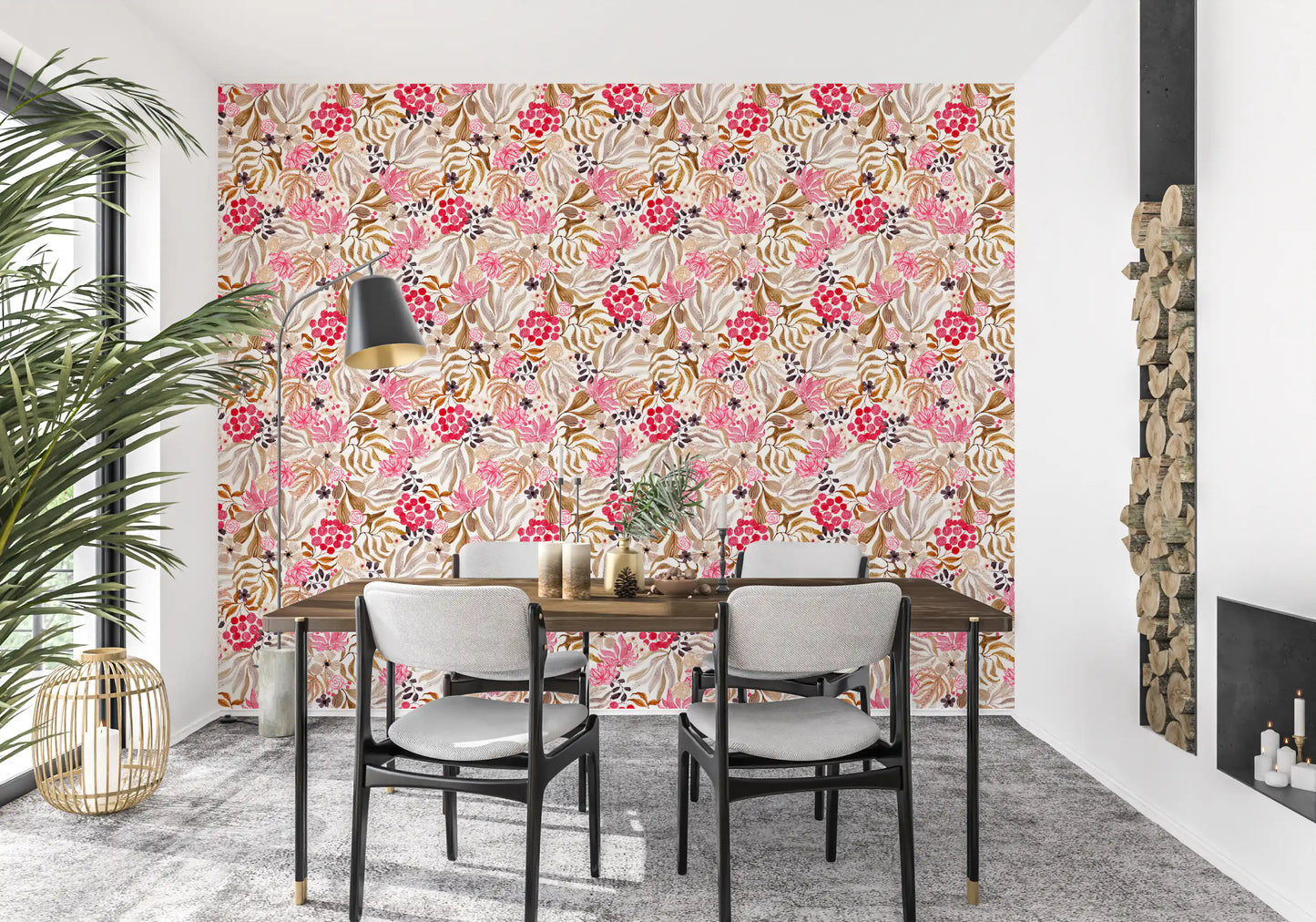 Modern Whimsical Berry Garden Wallpaper⁠