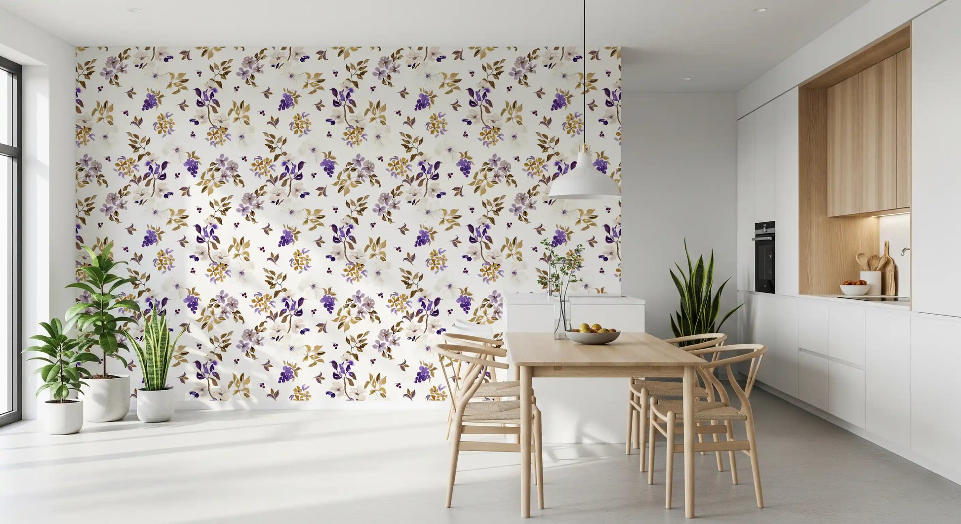 Violet and Gold Botanical Trails Wallpaper⁠