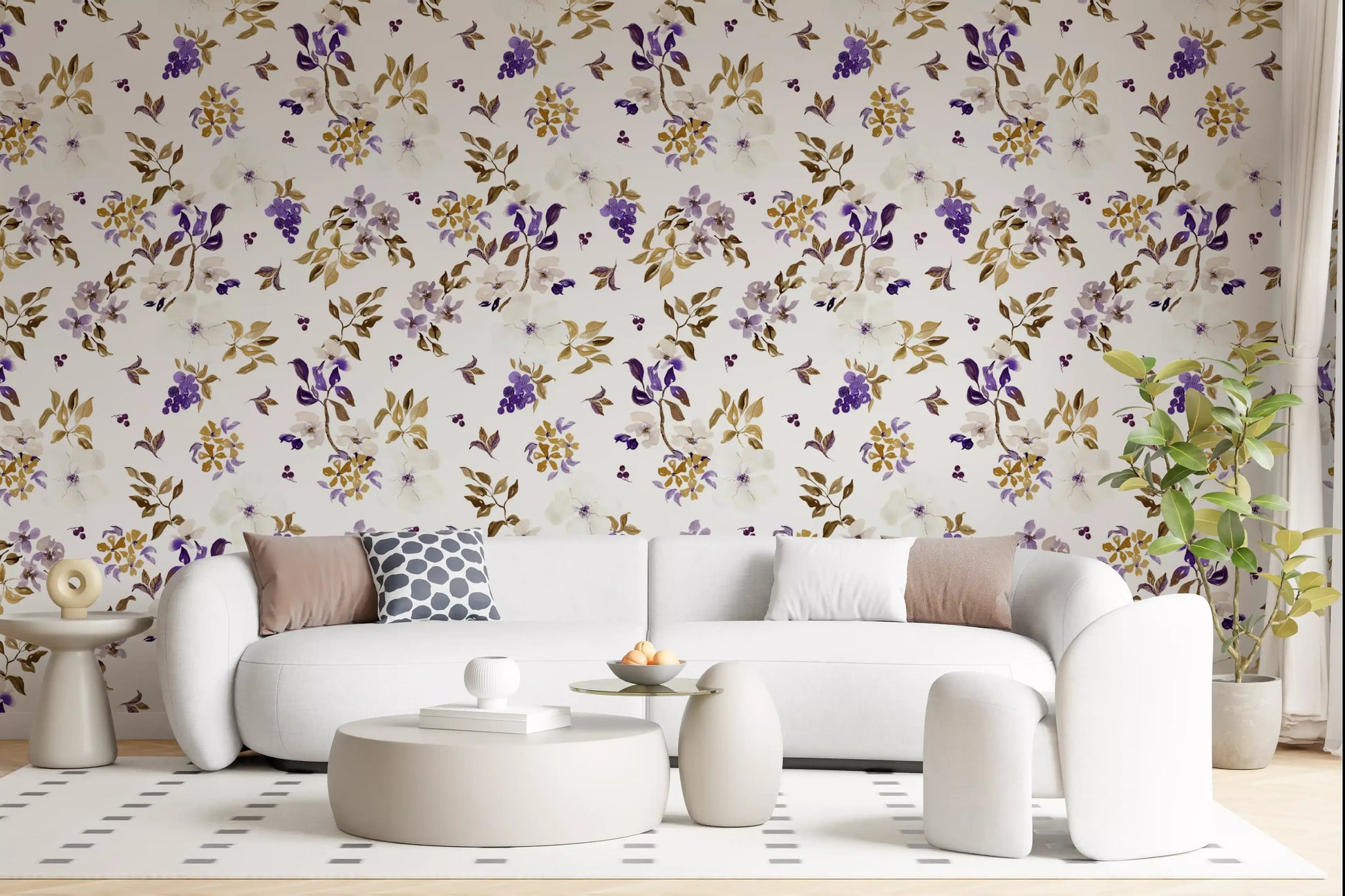 Violet and Gold Botanical Trails Wallpaper⁠