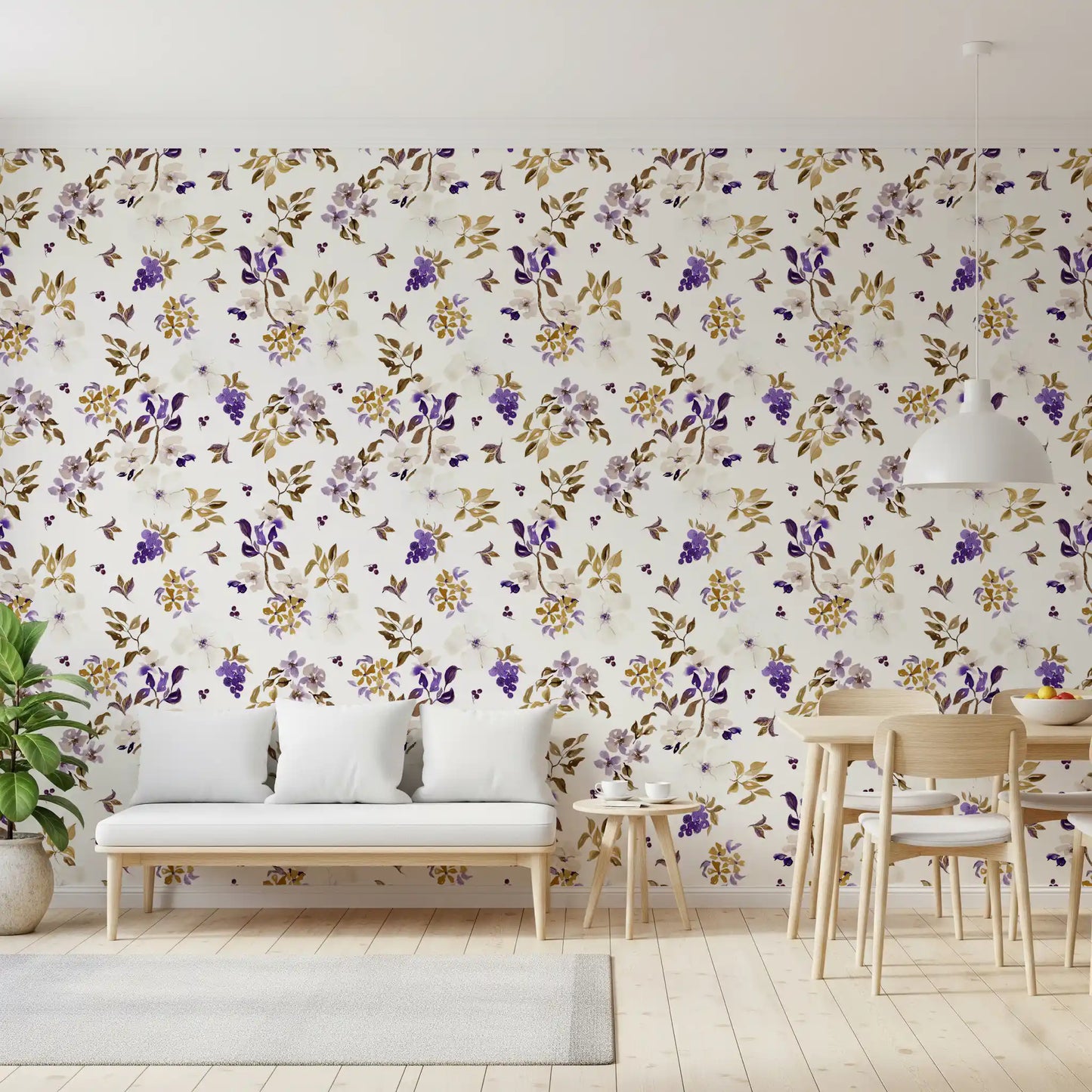 Violet and Gold Botanical Trails Wallpaper⁠