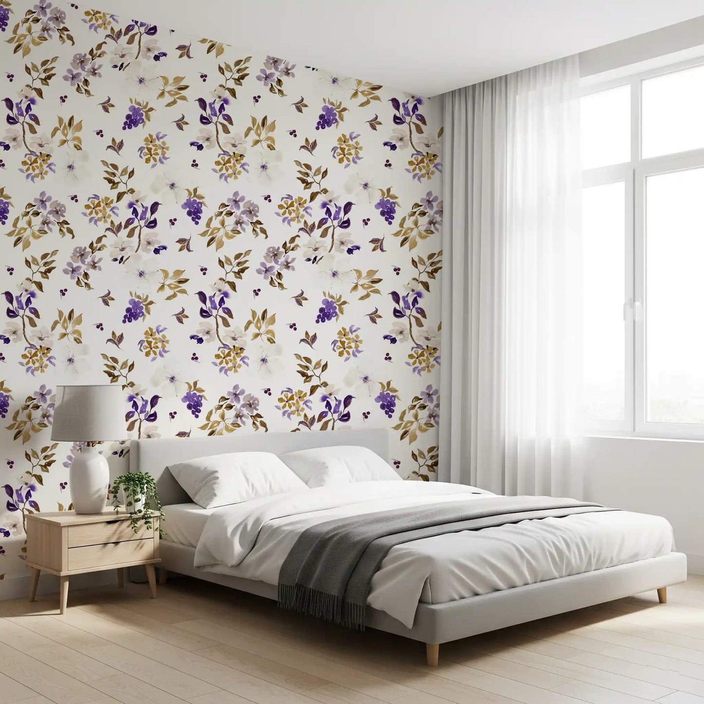 Violet and Gold Botanical Trails Wallpaper⁠