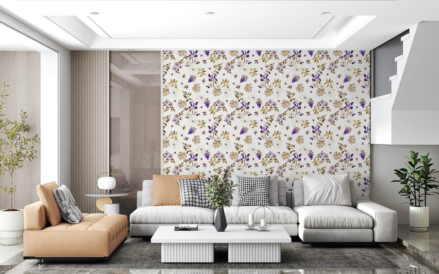 Violet and Gold Botanical Trails Wallpaper⁠