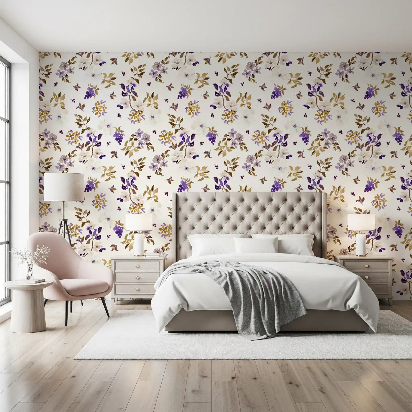Violet and Gold Botanical Trails Wallpaper⁠