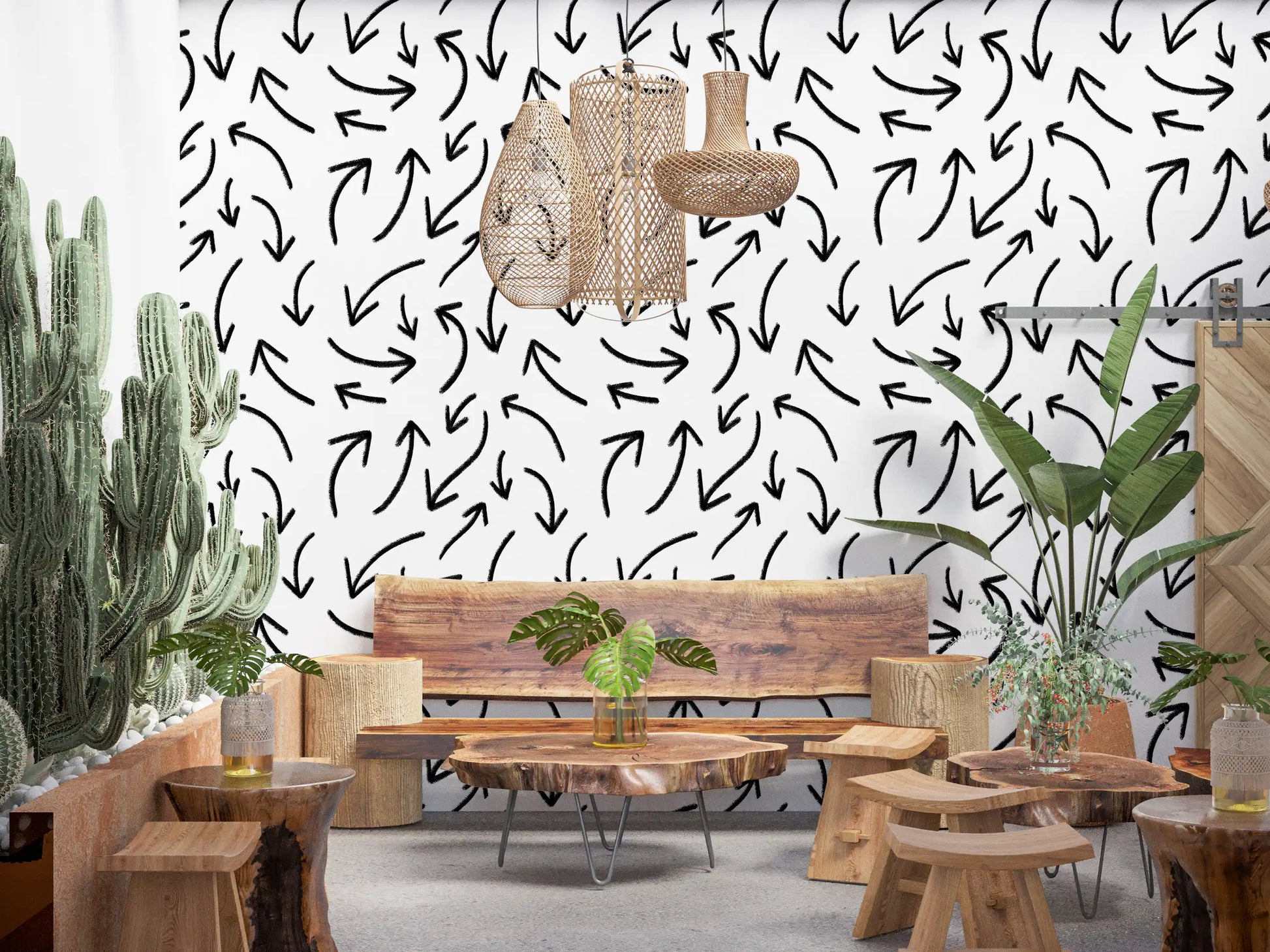 Charcoal Hand-Drawn Arrows Wallpaper⁠