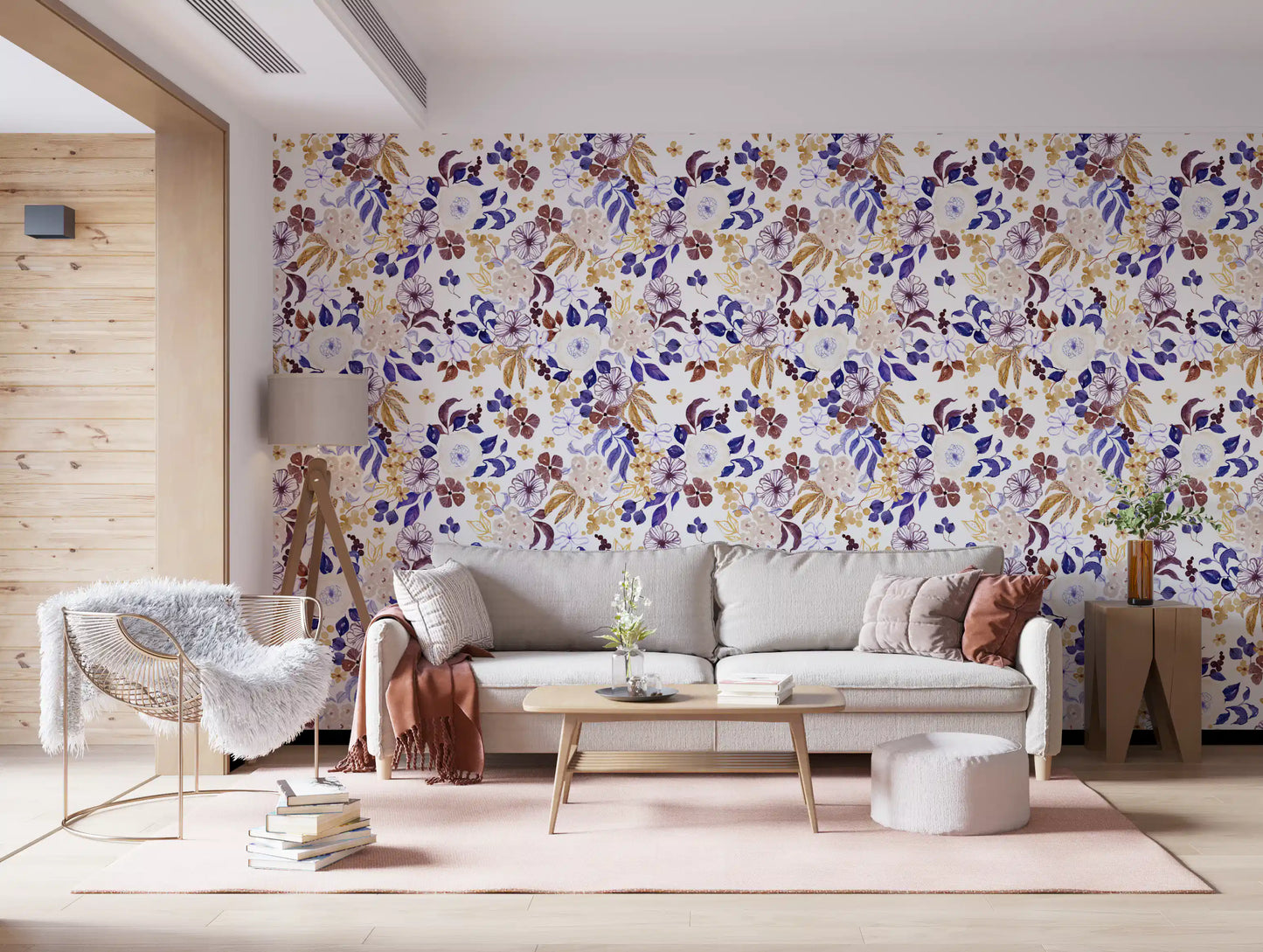Indigo and Ochre Botanical Garden Wallpaper⁠