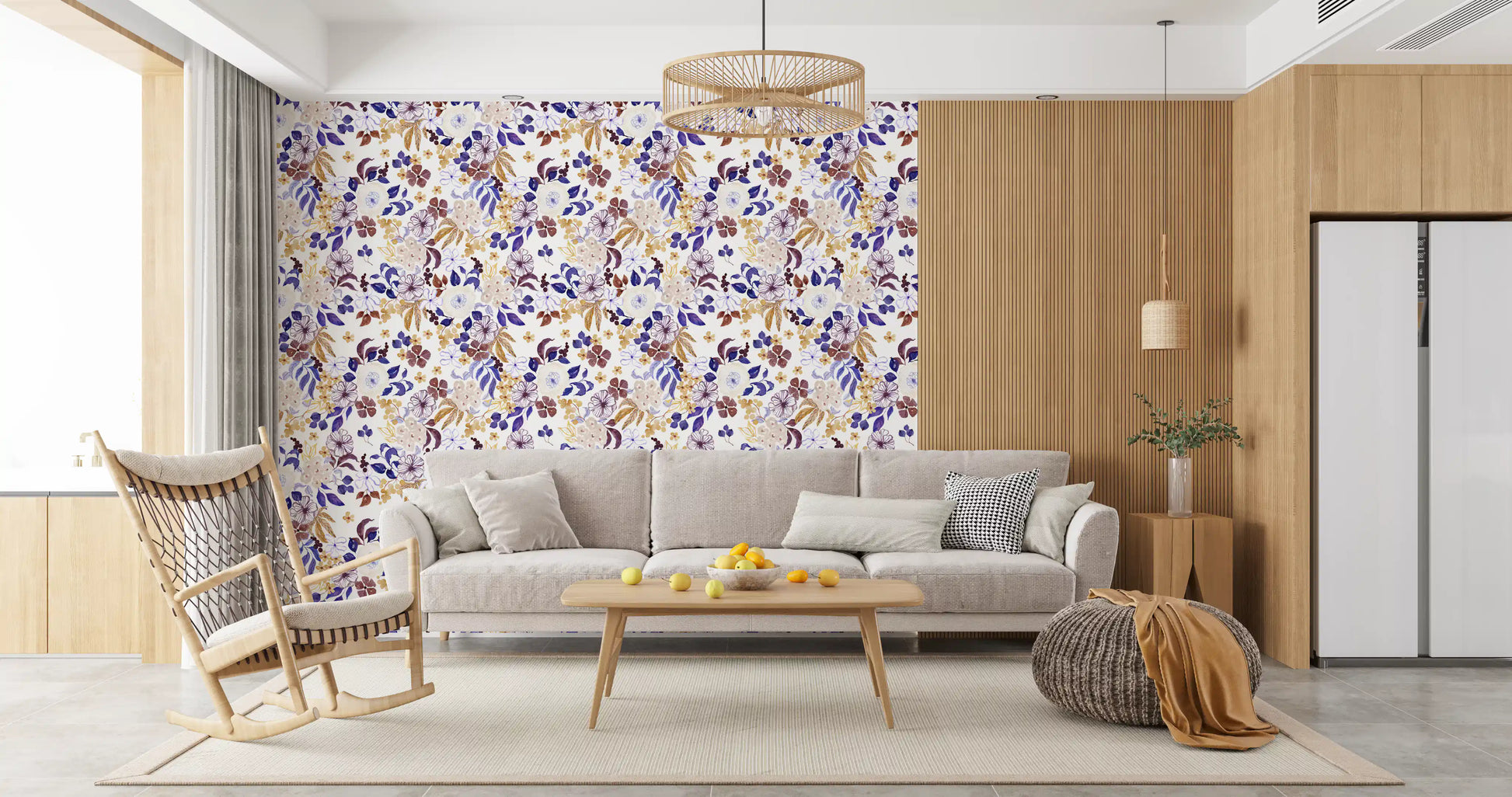 Indigo and Ochre Botanical Garden Wallpaper⁠