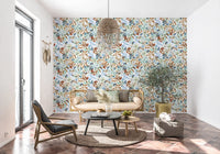 Soft Sage and Blue Meadow Pattern Wallpaper⁠