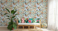 Soft Sage and Blue Meadow Pattern Wallpaper⁠
