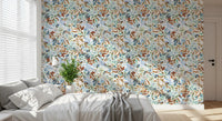 Soft Sage and Blue Meadow Pattern Wallpaper⁠