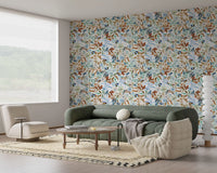 Soft Sage and Blue Meadow Pattern Wallpaper⁠