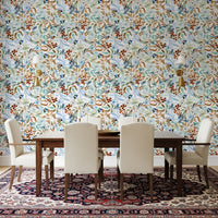 Soft Sage and Blue Meadow Pattern Wallpaper⁠