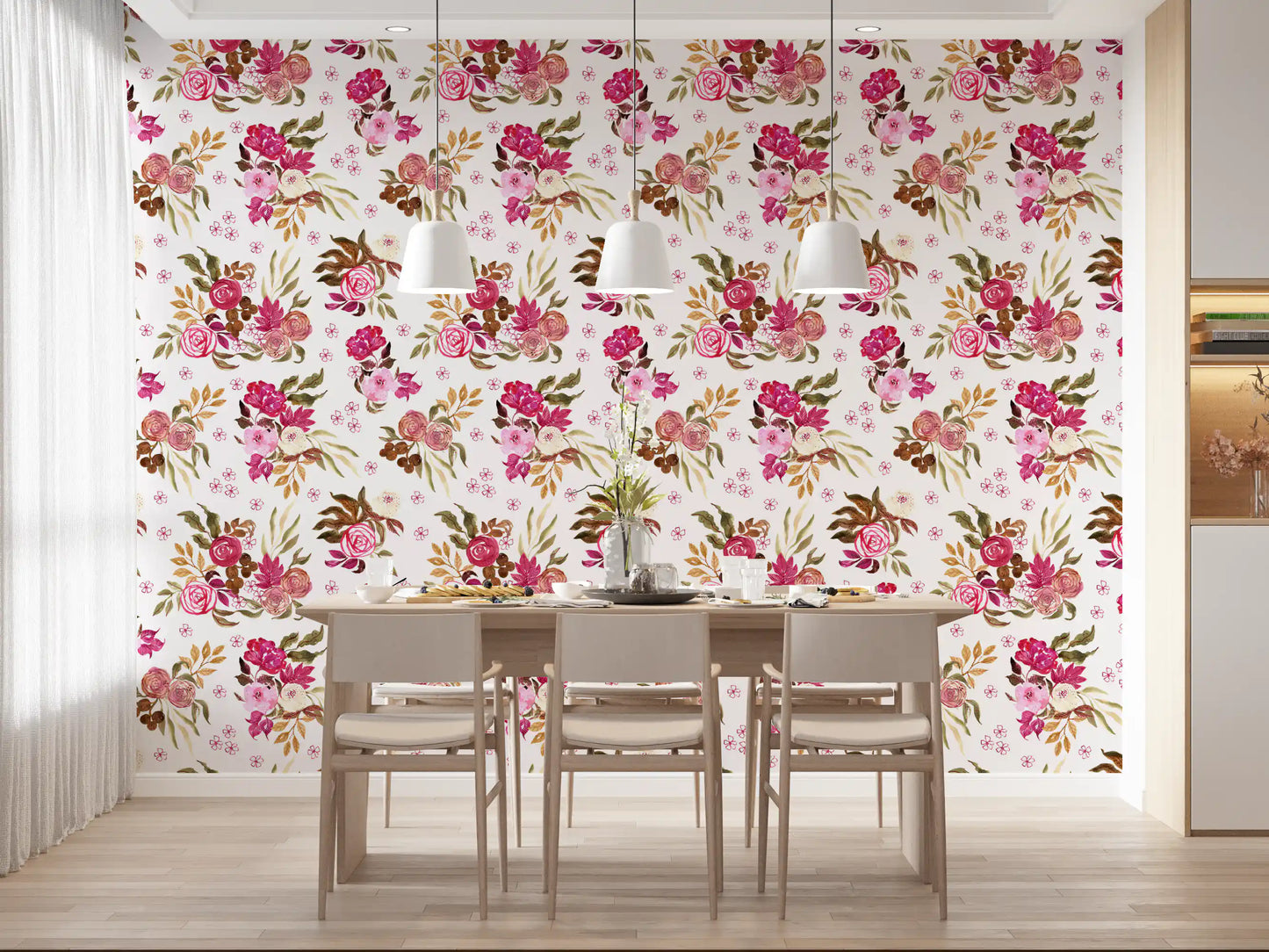 Crimson Rose Watercolor Bouquet Wallpaper⁠