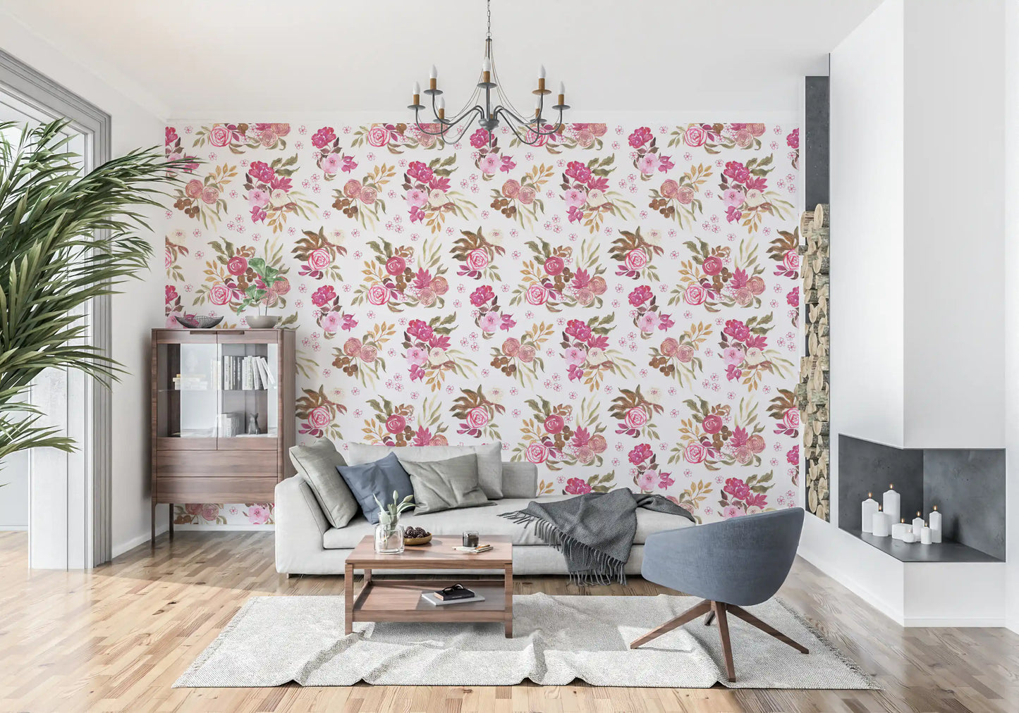 Crimson Rose Watercolor Bouquet Wallpaper⁠