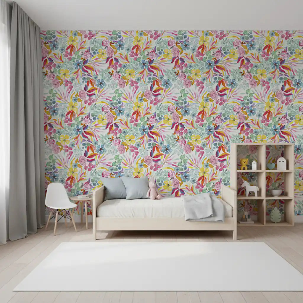 Charming Meadow Floral Illustration Wallpaper⁠