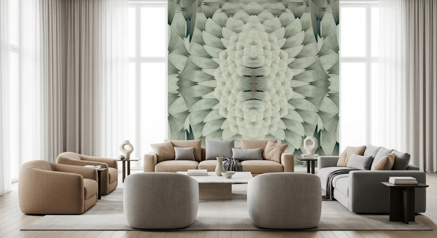 Monochromatic Sculptural Geometric Flower - GARDENIA Wall Mural