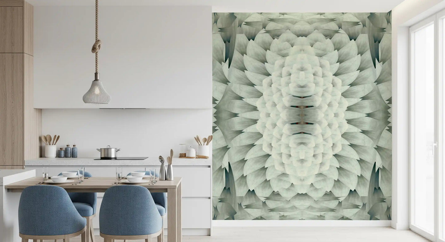 Monochromatic Sculptural Geometric Flower - GARDENIA Wall Mural