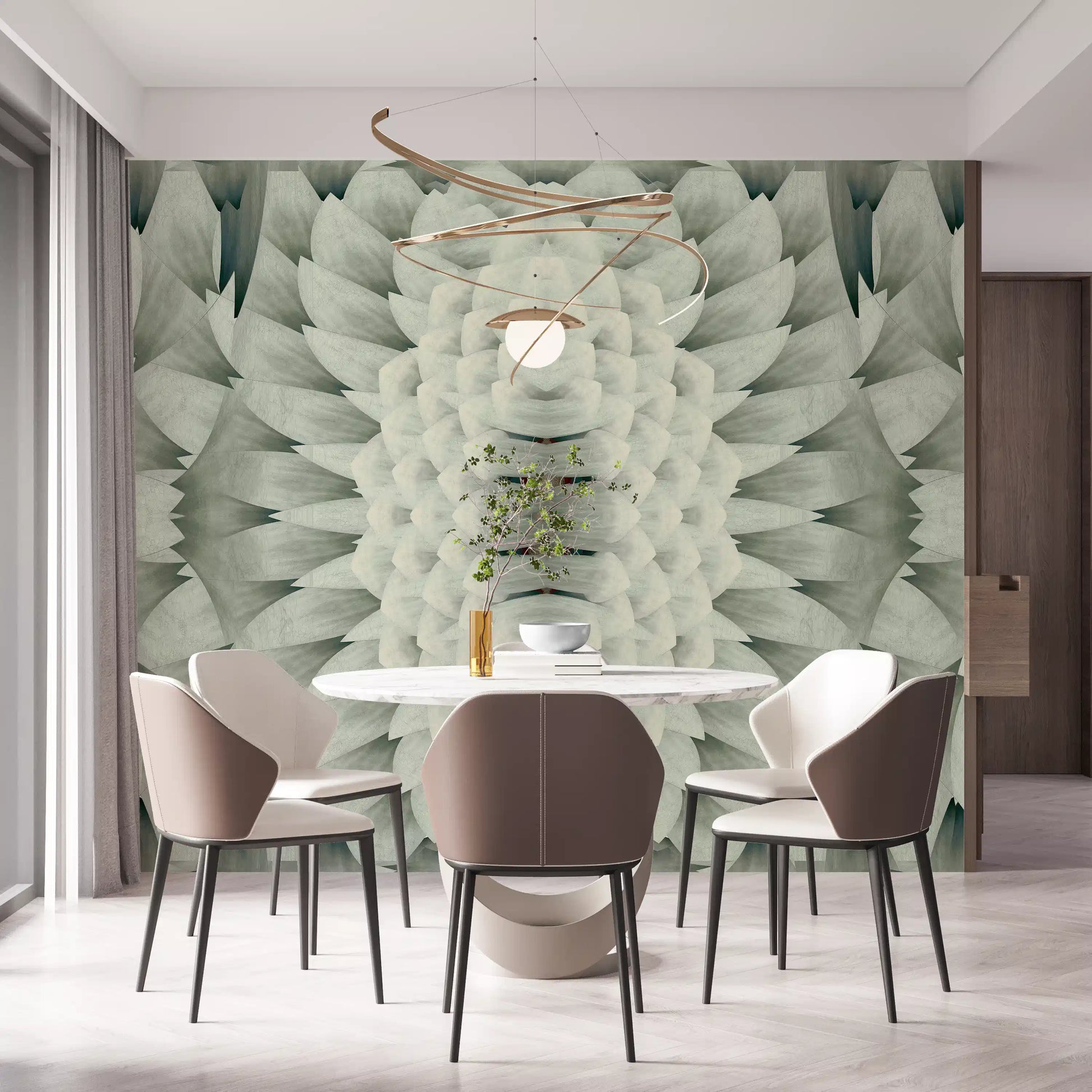 Monochromatic Sculptural Geometric Flower - GARDENIA Wall Mural