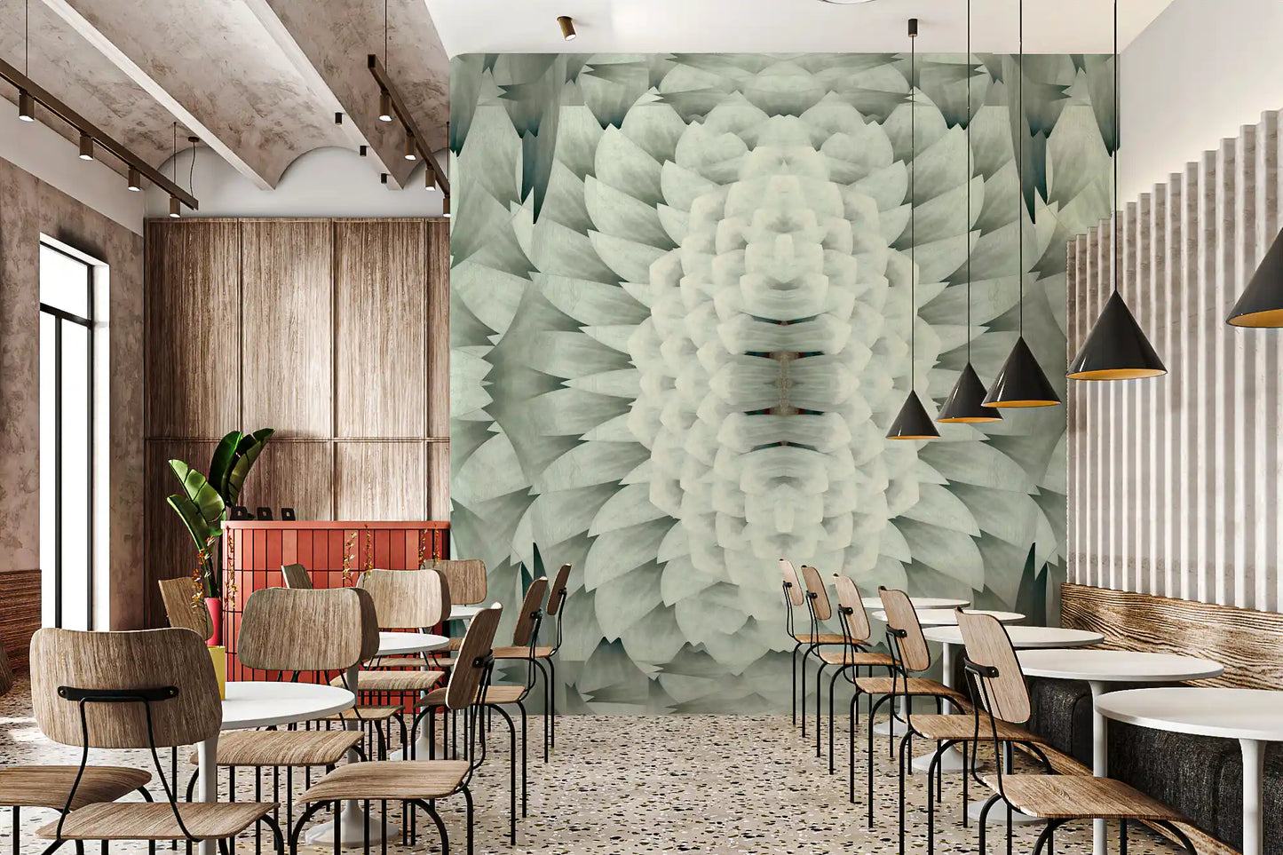 Monochromatic Sculptural Geometric Flower - GARDENIA Wall Mural