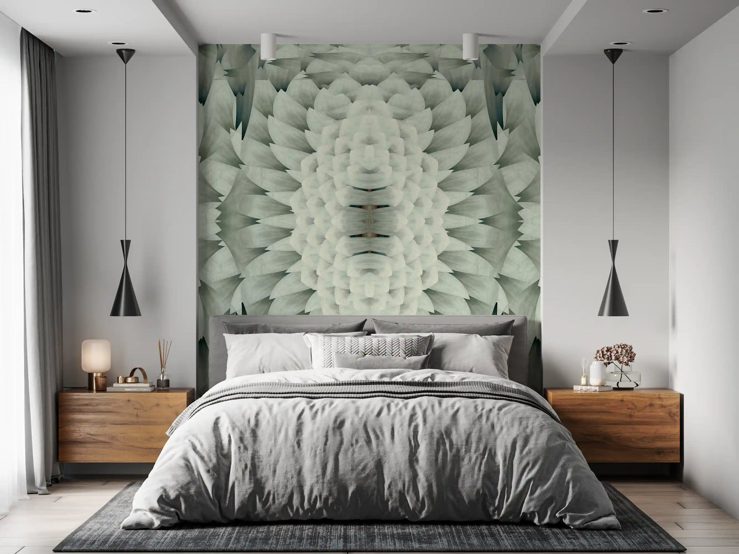 Monochromatic Sculptural Geometric Flower - GARDENIA Wall Mural