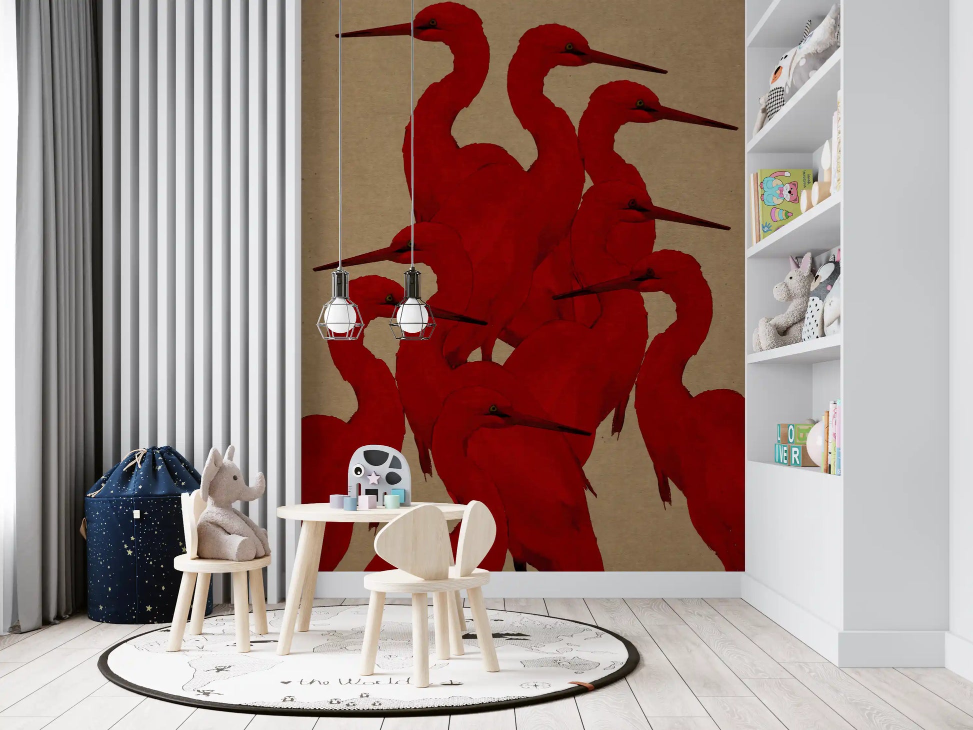 Minimalist Scarlet Flock Wall Mural