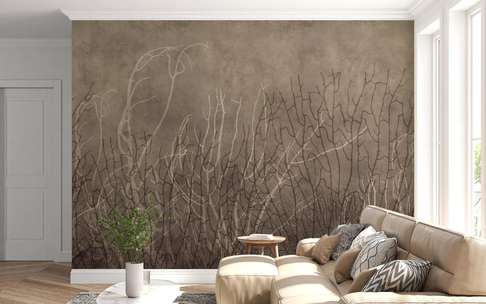 Sea Fans - Golden Taupe  Wall Mural