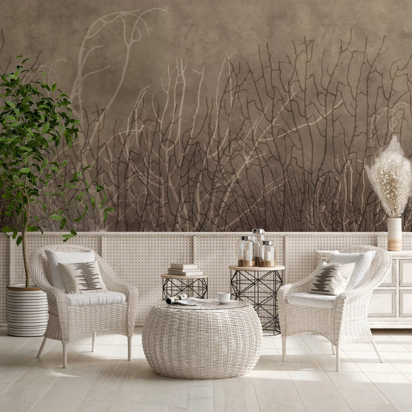 Sea Fans - Golden Taupe  Wall Mural