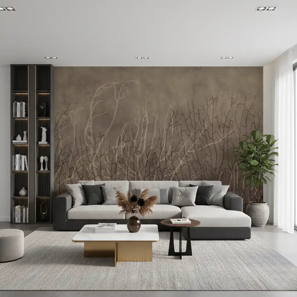 Sea Fans - Golden Taupe  Wall Mural