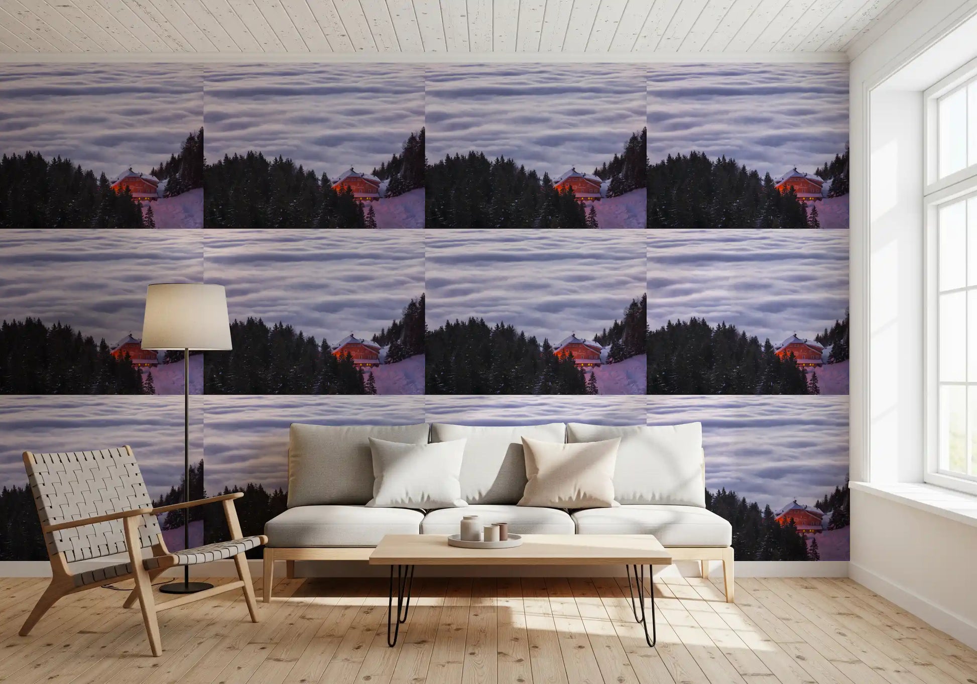 Alpine Chalet Above the Clouds Wallpaper⁠