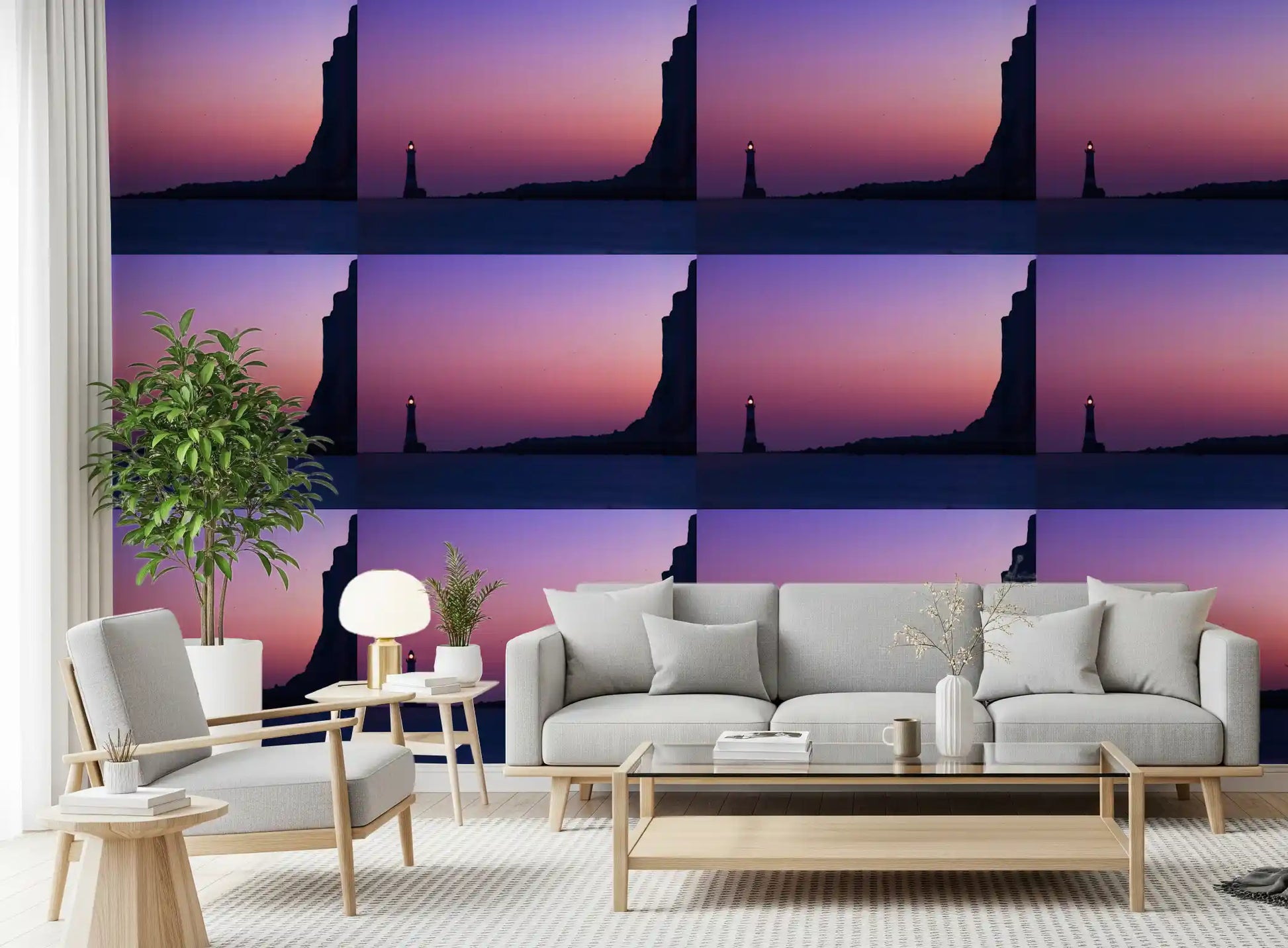 Twilight Coastal Beacon Wallpaper⁠
