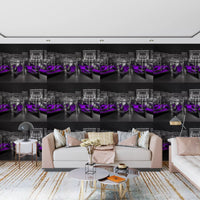 Midnight Venice Gondolas in Purple Wallpaper⁠