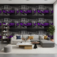 Midnight Venice Gondolas in Purple Wallpaper⁠