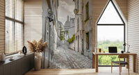 Montmartre Cobbled Parisian Alleyway Wall Mural