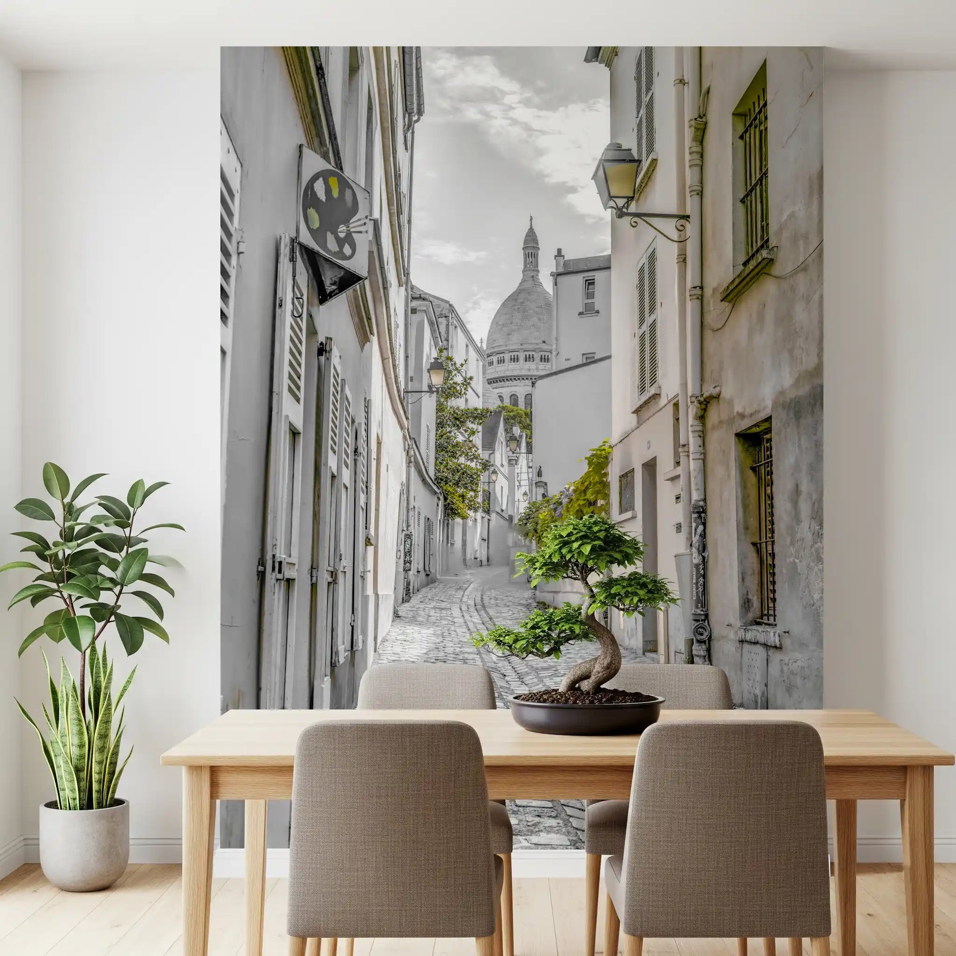 Montmartre Cobbled Parisian Alleyway Wall Mural