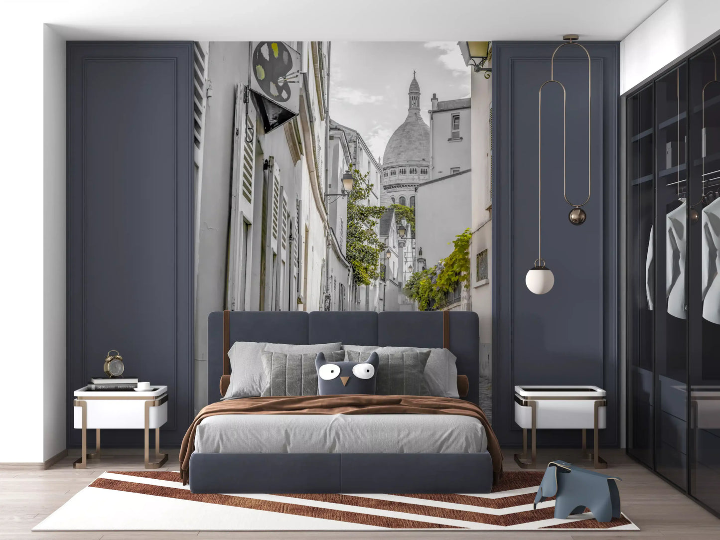 Montmartre Cobbled Parisian Alleyway Wall Mural
