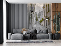 Montmartre Cobbled Parisian Alleyway Wall Mural