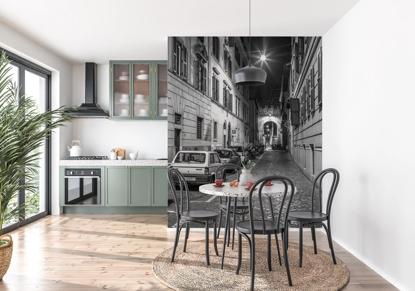 Italian Nighttime Cobblestone Alley Wall Mural