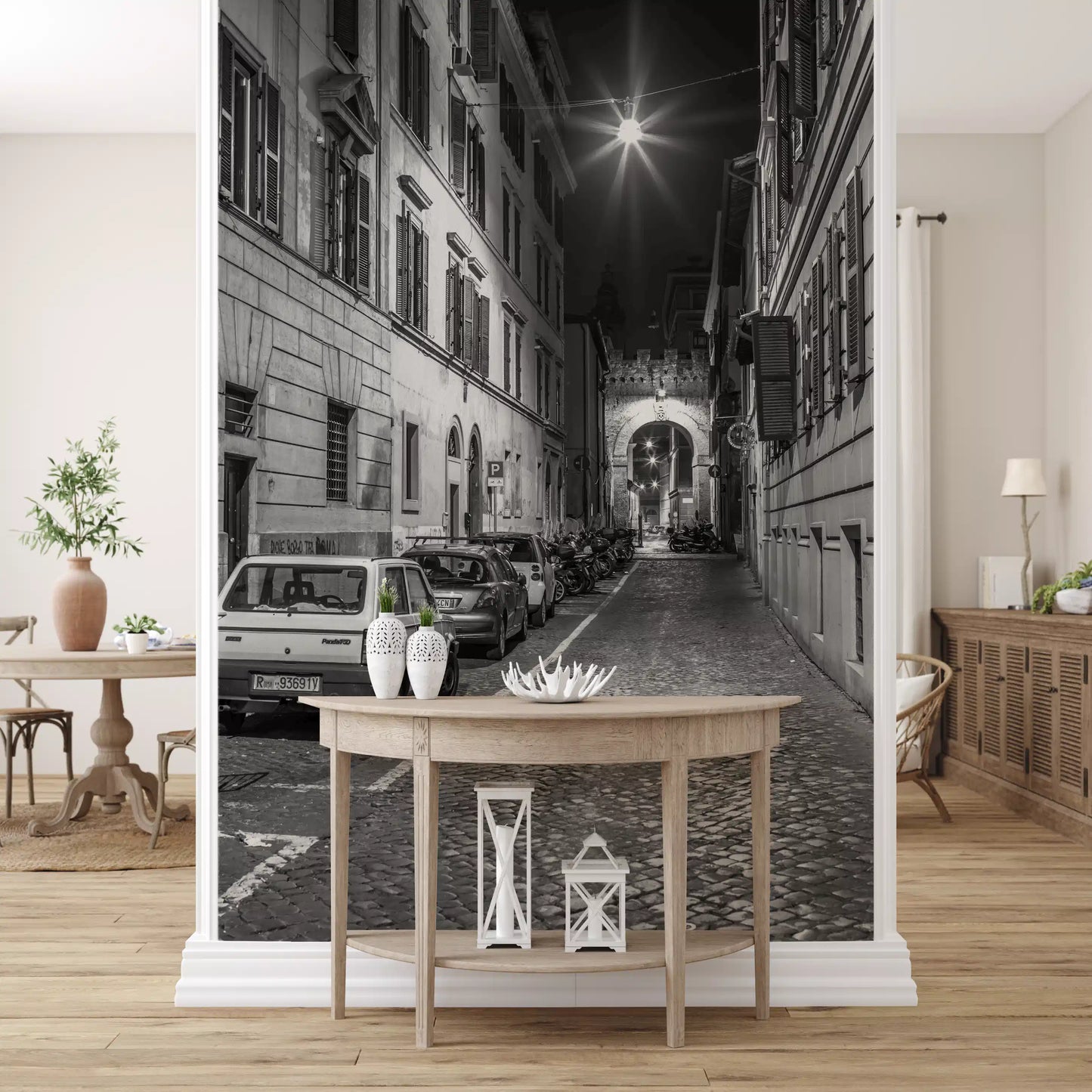 Italian Nighttime Cobblestone Alley Wall Mural