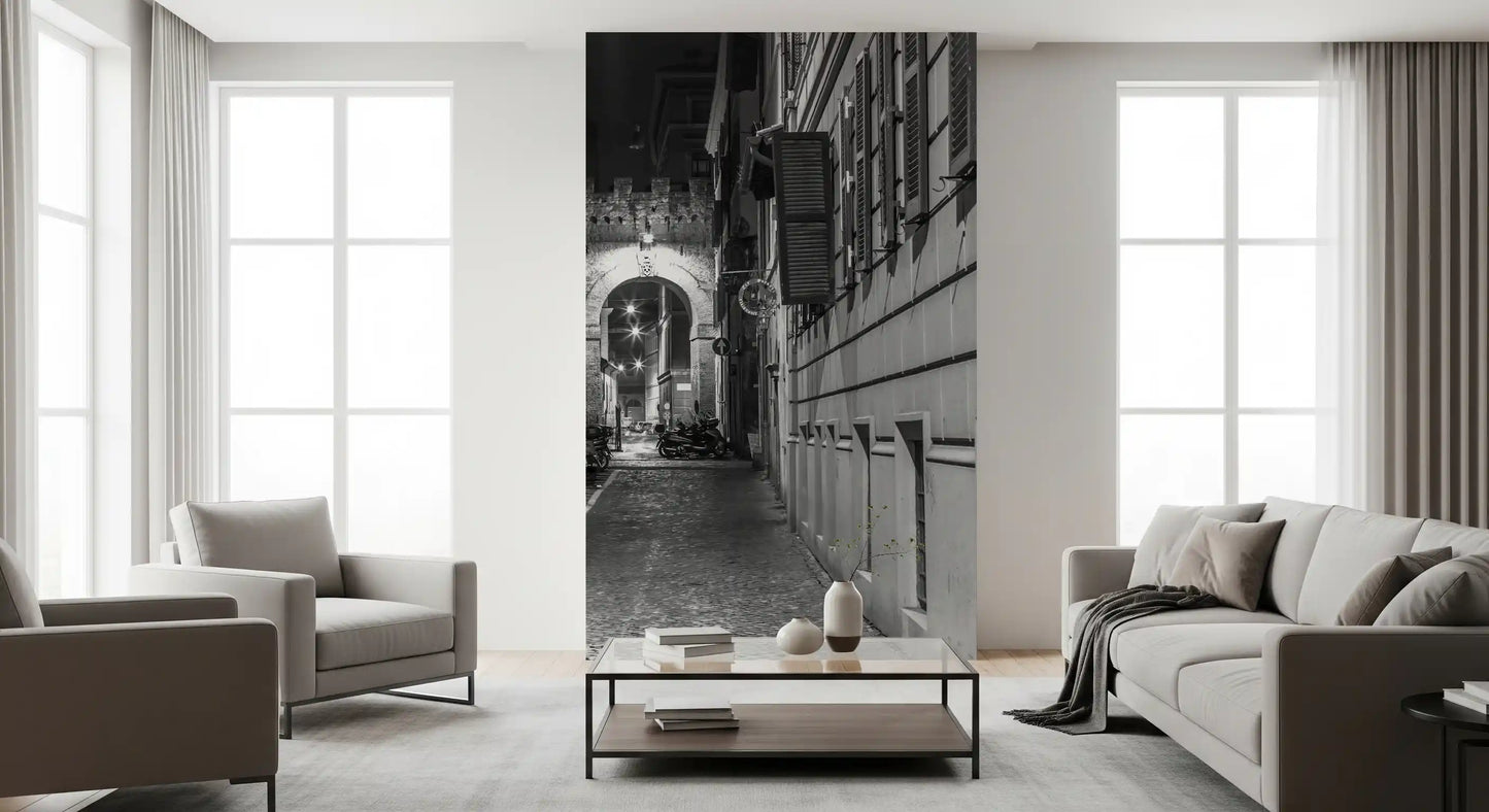 Italian Nighttime Cobblestone Alley Wall Mural