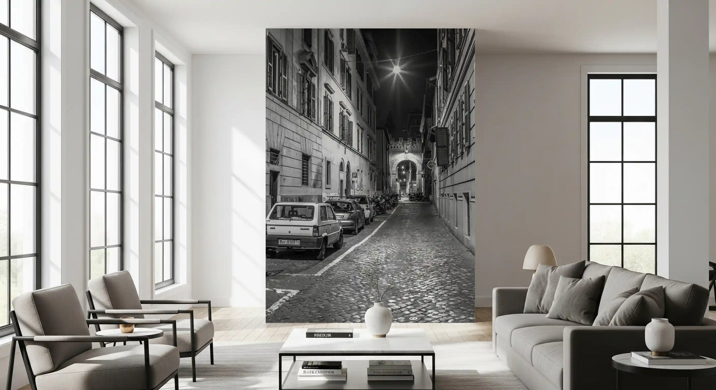Italian Nighttime Cobblestone Alley Wall Mural