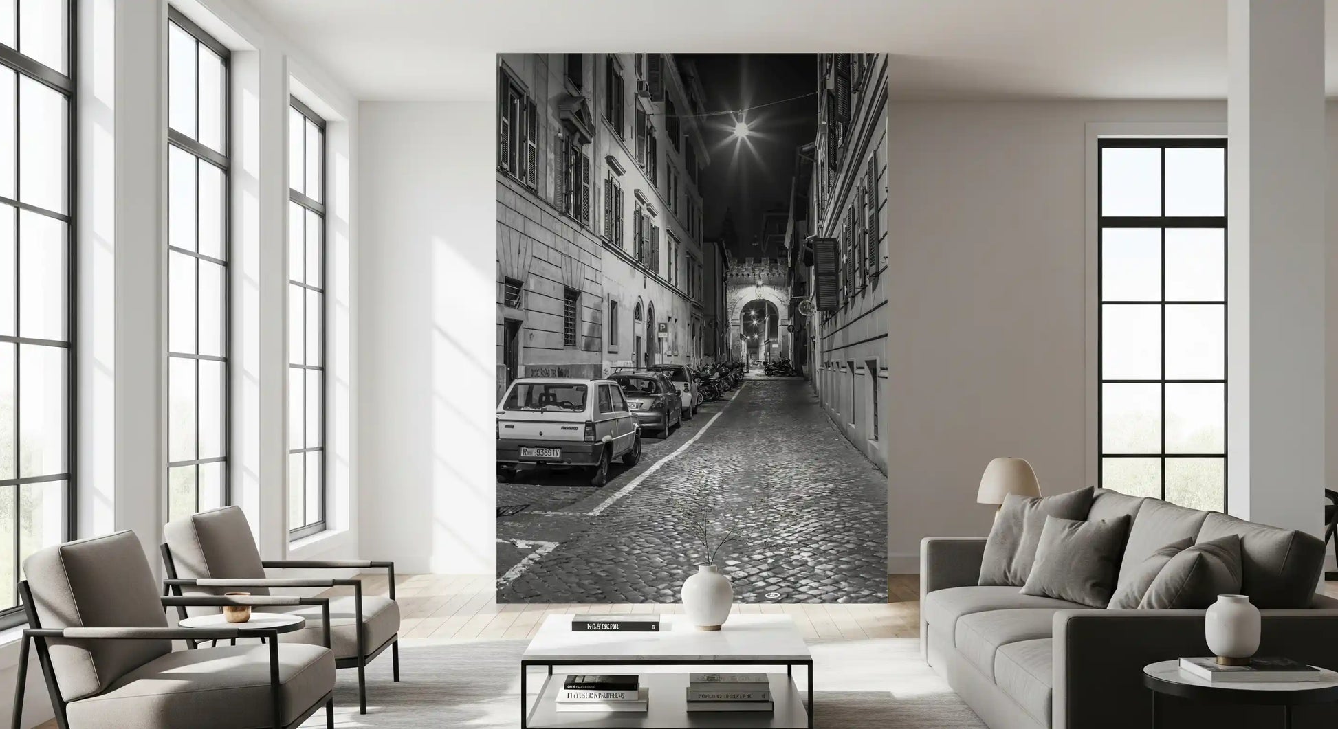 Italian Nighttime Cobblestone Alley Wall Mural