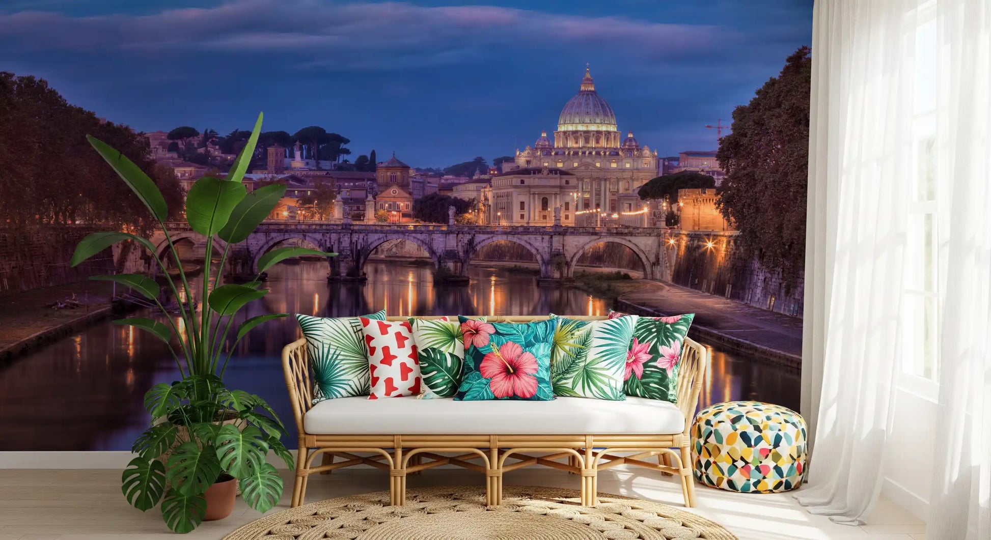 Eternal City Dusk Reflection Wall Mural