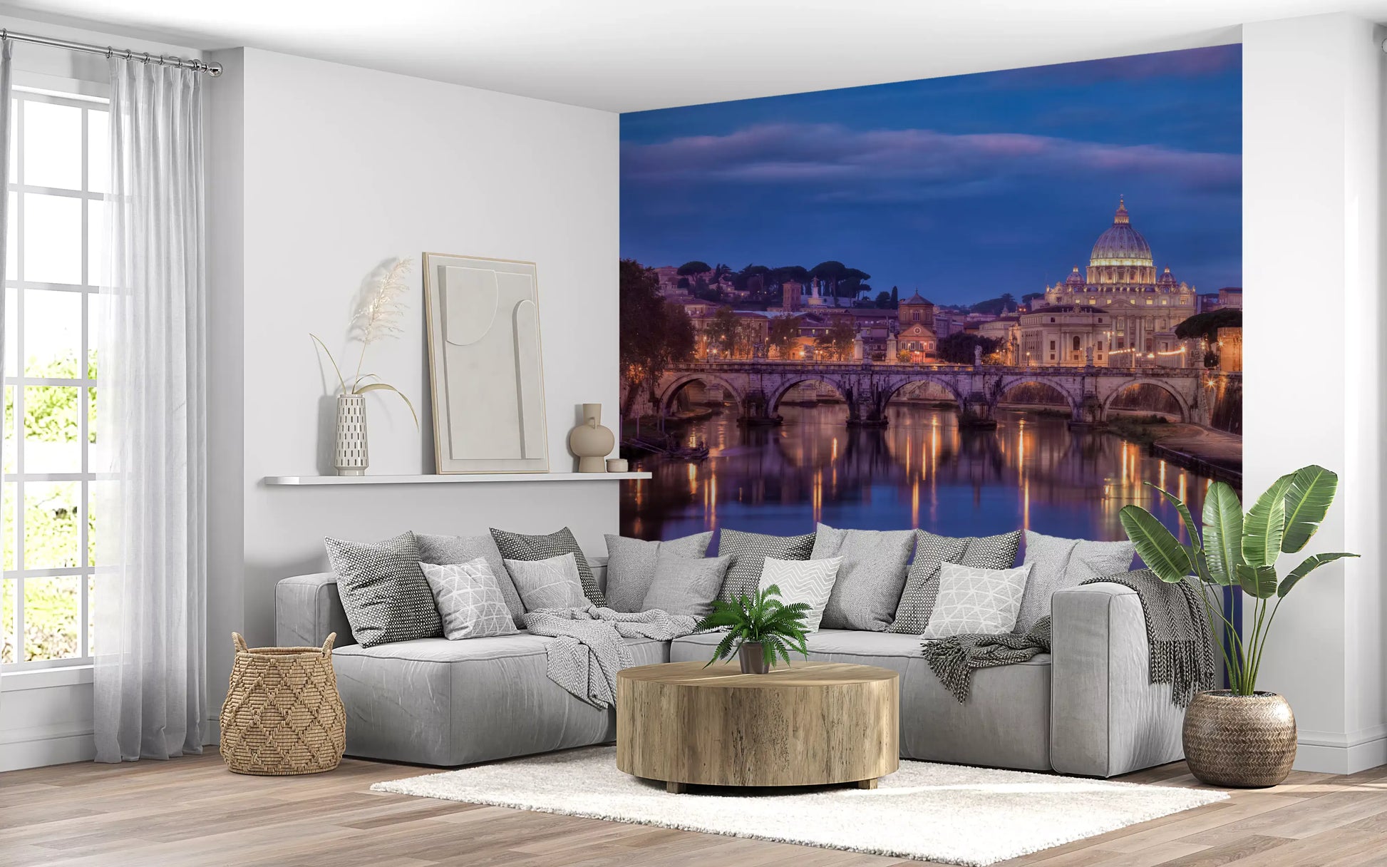 Eternal City Dusk Reflection Wall Mural