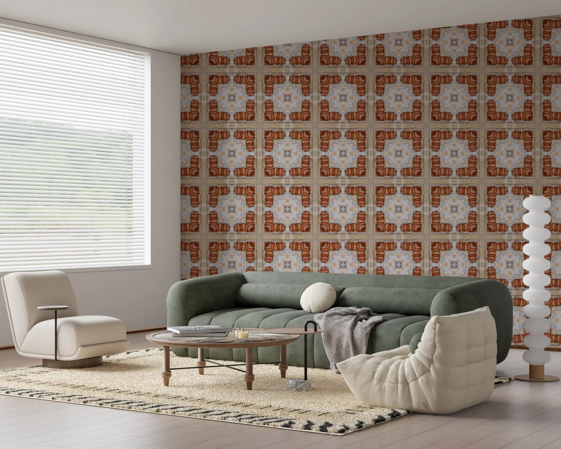 Aged Masonry Geometric Mosaic Wallpaper⁠