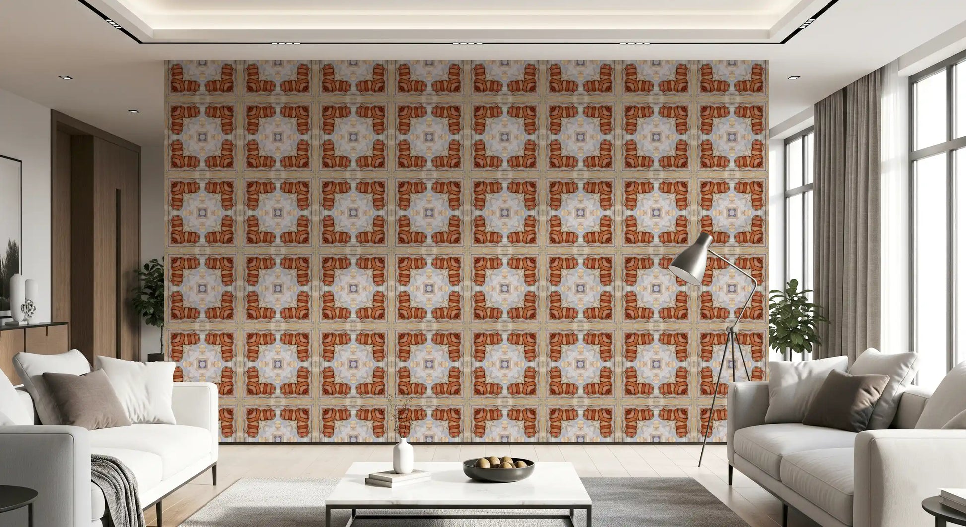 Aged Masonry Geometric Mosaic Wallpaper⁠