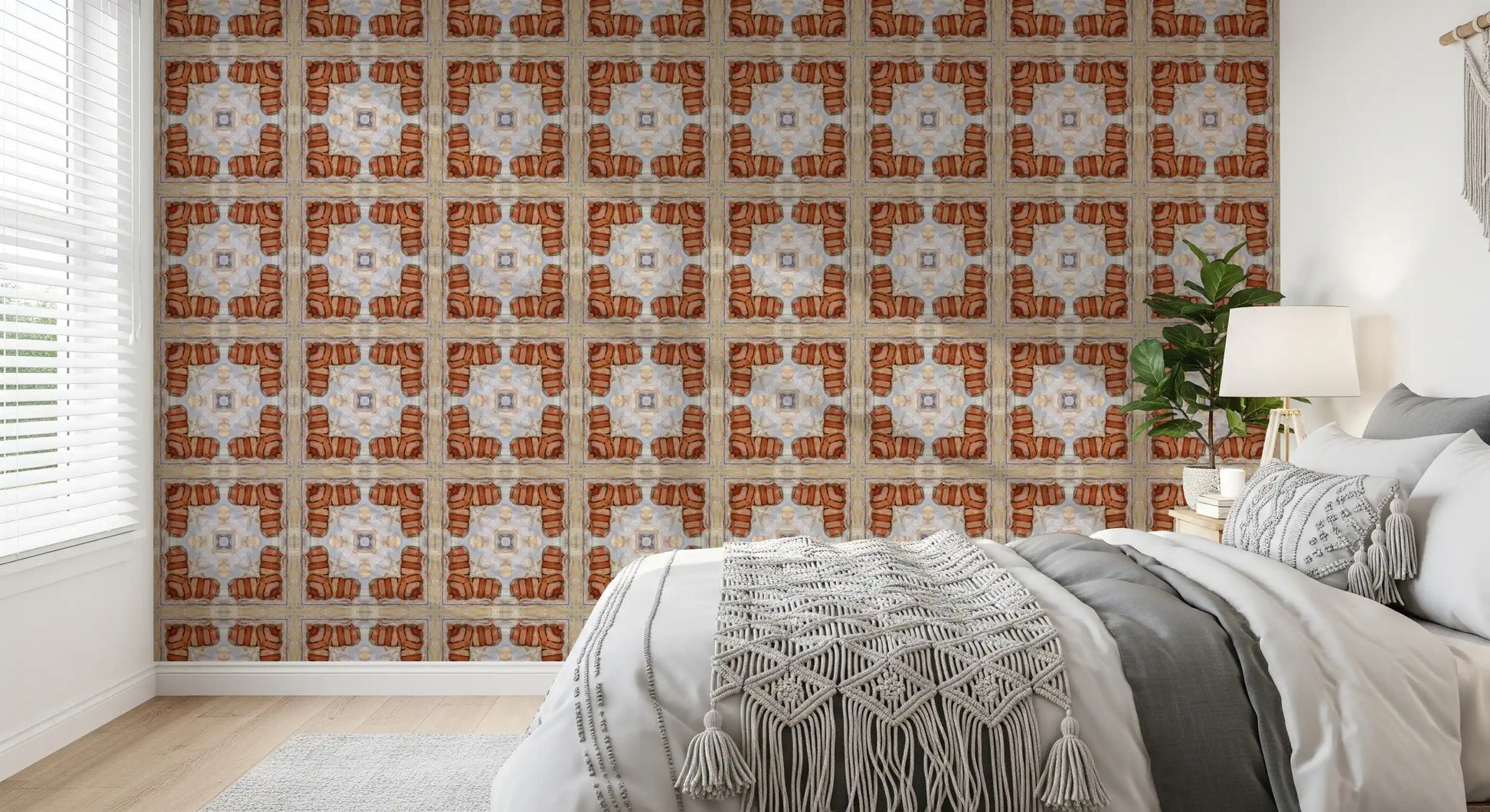 Aged Masonry Geometric Mosaic Wallpaper⁠