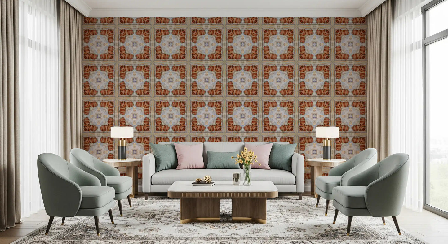 Aged Masonry Geometric Mosaic Wallpaper⁠