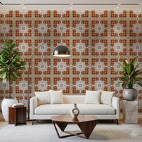 Aged Masonry Geometric Mosaic Wallpaper⁠